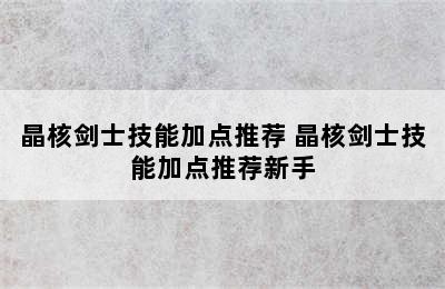 晶核剑士技能加点推荐 晶核剑士技能加点推荐新手